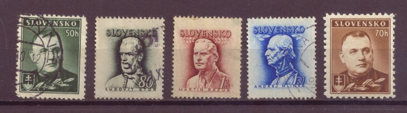 Slovakia, WWII German Puppet State, Set of 3 Slovaks & Set of 2 - Leader Dr Tiso