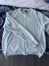 Zara Men's Large Cream/Wash Green Crewneck Sweater - Excellent Condition