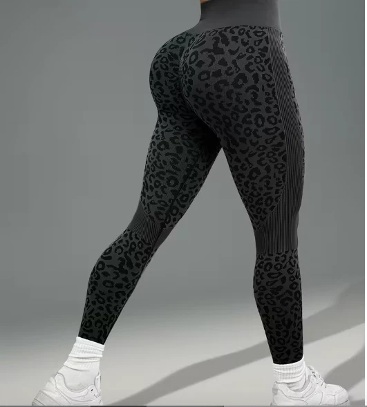 Pantalones de yoga para mujer con estampado de leopardo - Leggings de entrenamiento antideslizantes con cintura elástica Foto 2 de 4