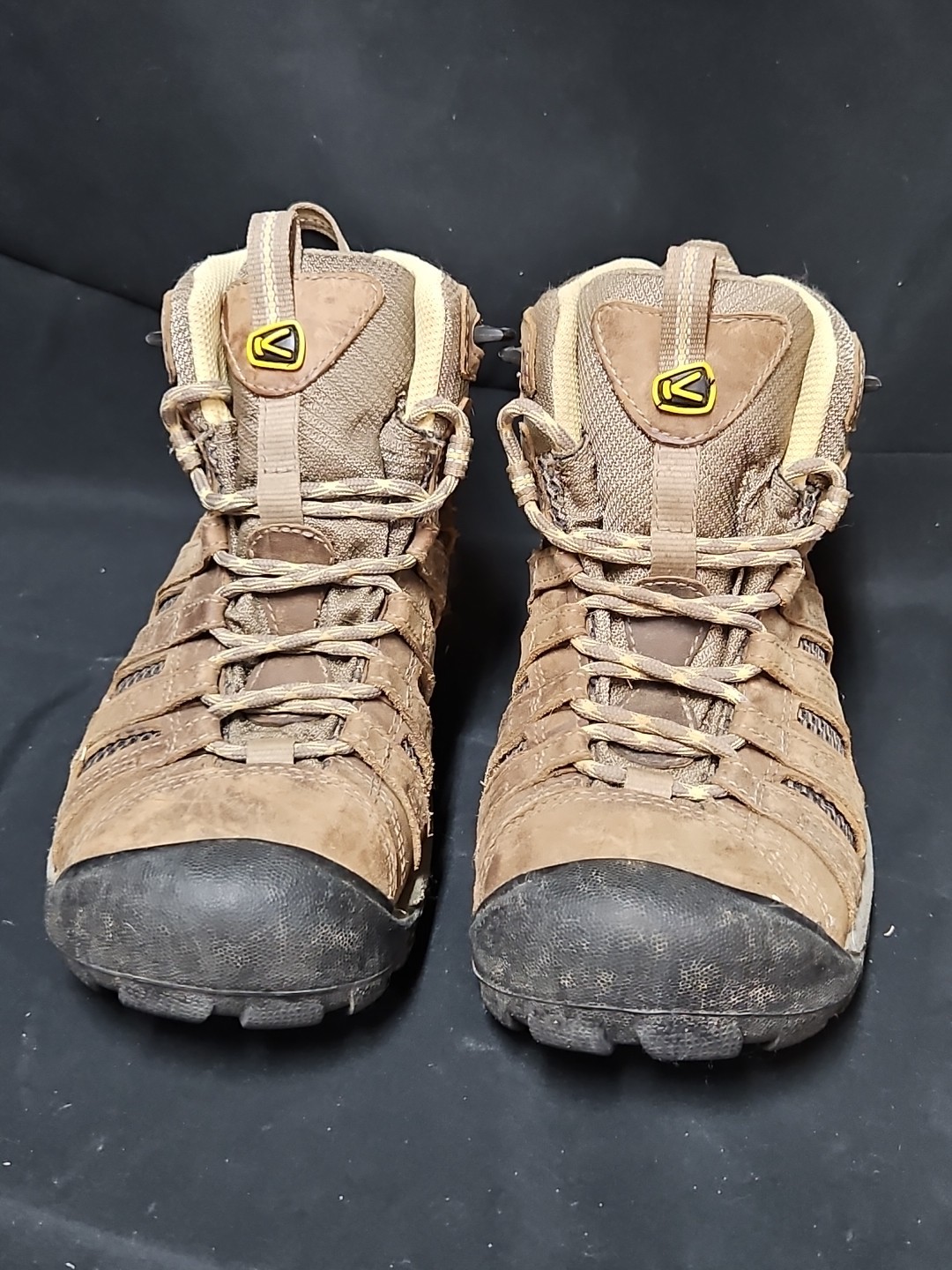 Stivali da trail KEEN Voyageur in pelle metà escursionismo marroni impermeabili da donna taglia 9 usati