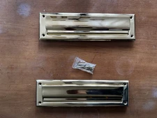 New Solid Brass Mail Slot for Door 3-1/2 x 13 Duel Flap Jones Stephens