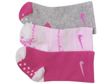 Nike Infant Girl's High Crew Gripper Socks 3-Pairs Pink Foam/Grey (6-12 Months)