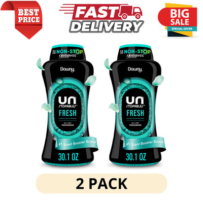 (2 Pack) Downy Unstopables Laundry Scent Booster Beads Fresh Scent 30.1 oz