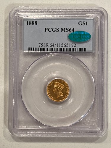 1888 $1 Gold Dollar PCGS MS64 Type 3 Green CAC Sticker