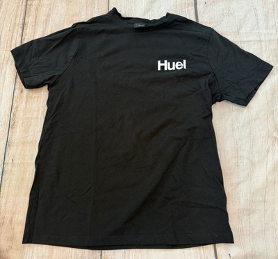 Huel Adult Small Shirt Black Short Sleeve Spell Out Logo Gym Workout Fitness
