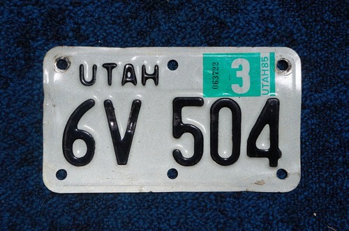 1985 Utah MOTORCYCLE License Plate