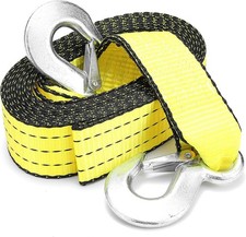 Tow Straps Heavy Duty with Hooks 2”X20’ 15,000 LBS, Metal Safety Hooks, Woven Po