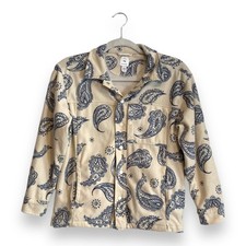 Boys Youth Free Assembly White Blue Paisley Collared Snap Button Shacket 10/12