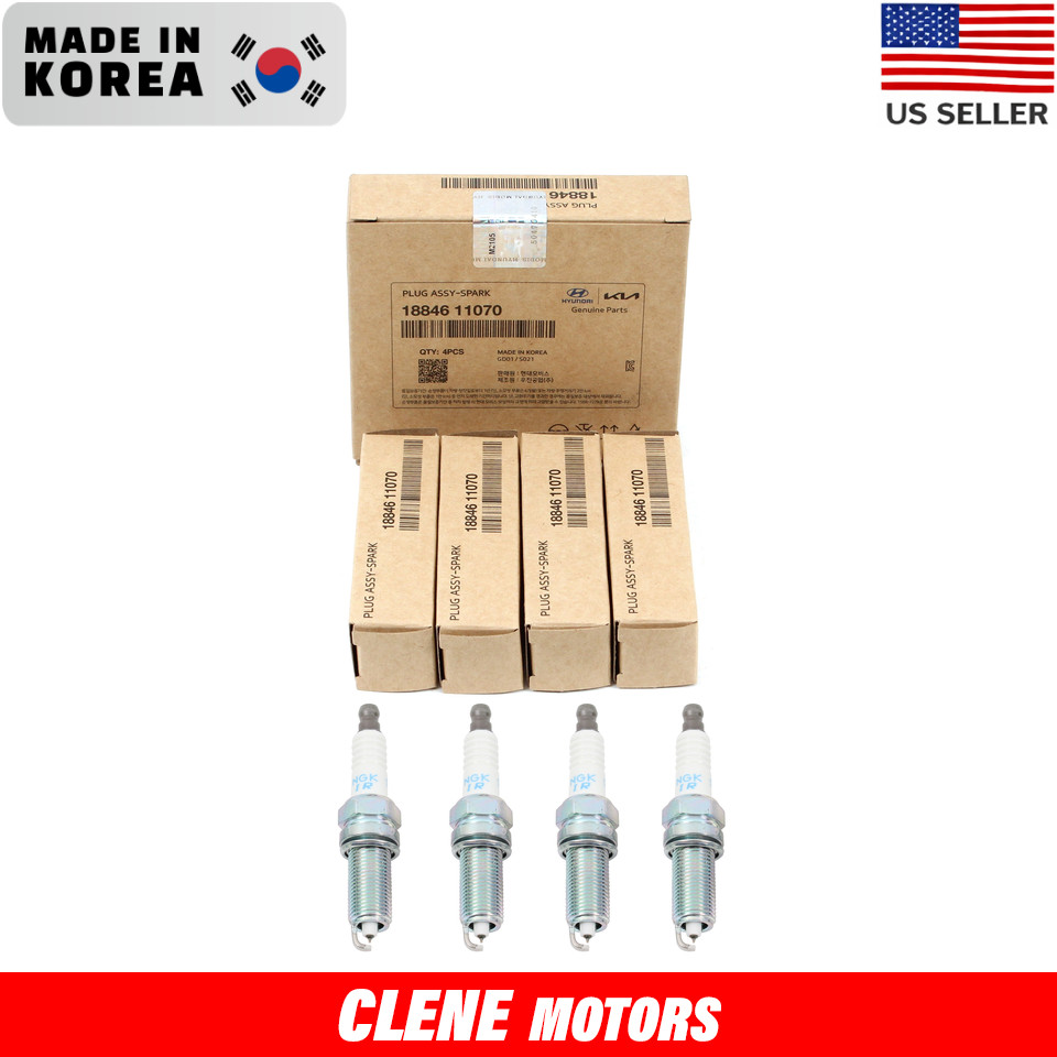4 SPARK PLUGS for 11-18 ELANTRA TUCSON FORTE SORENTO SOUL OEM 1884611070 GENUINE