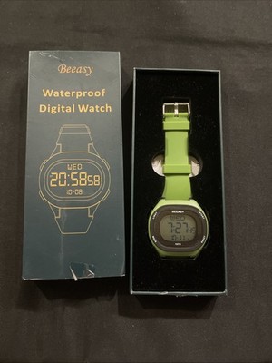 Beeasy Digital Waterproof Watch Green Band Unisex new in box