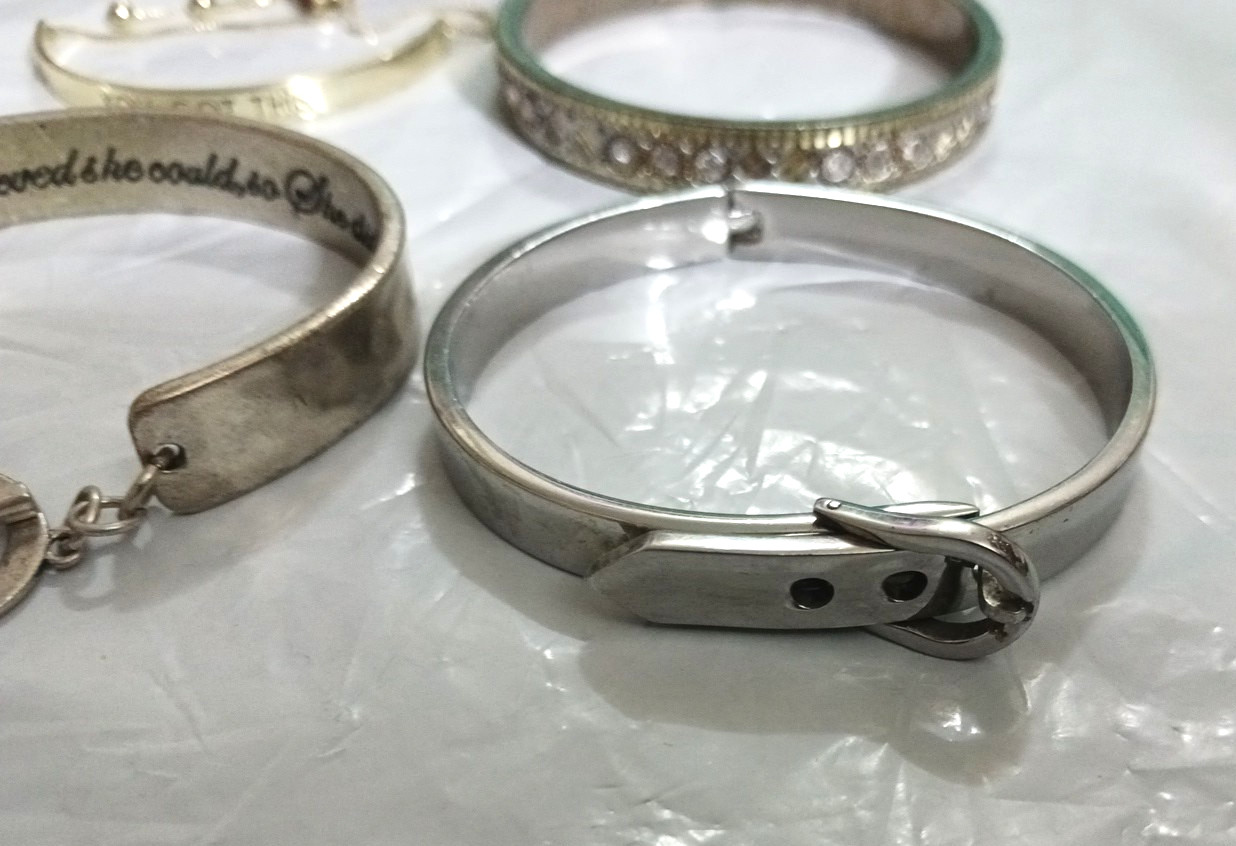 Bracelets. silvertone goldtone, hinge, toggle, sl… - image 11