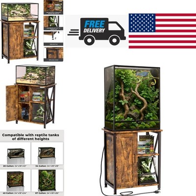 Reptile Terrarium Stand 45 to 67 Gallon with Rustic Brown Finish and Stability