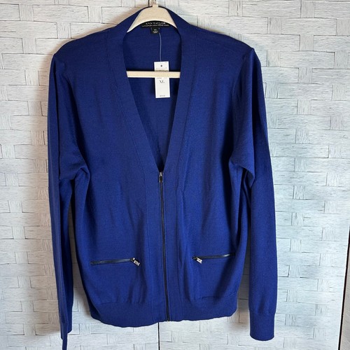 Ann Taylor Strickjacke 100% extrafeine italienische MERINOWOLLE Reißverschluss Frontreißverschluss Pakete