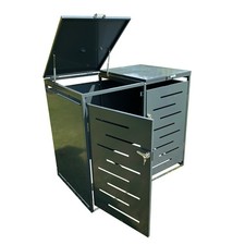 Image of Factory Second - Metal Wheelie Bin Store in Dark Grey (Double)