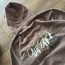Vintage 2000  s Mens L/XL Brown Quiksilver Faded Y2K Beach Surf Full Zip Hoodie