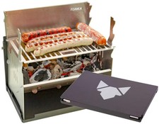 FENNEK mobiler Holzkohlegrill, Edelstahl