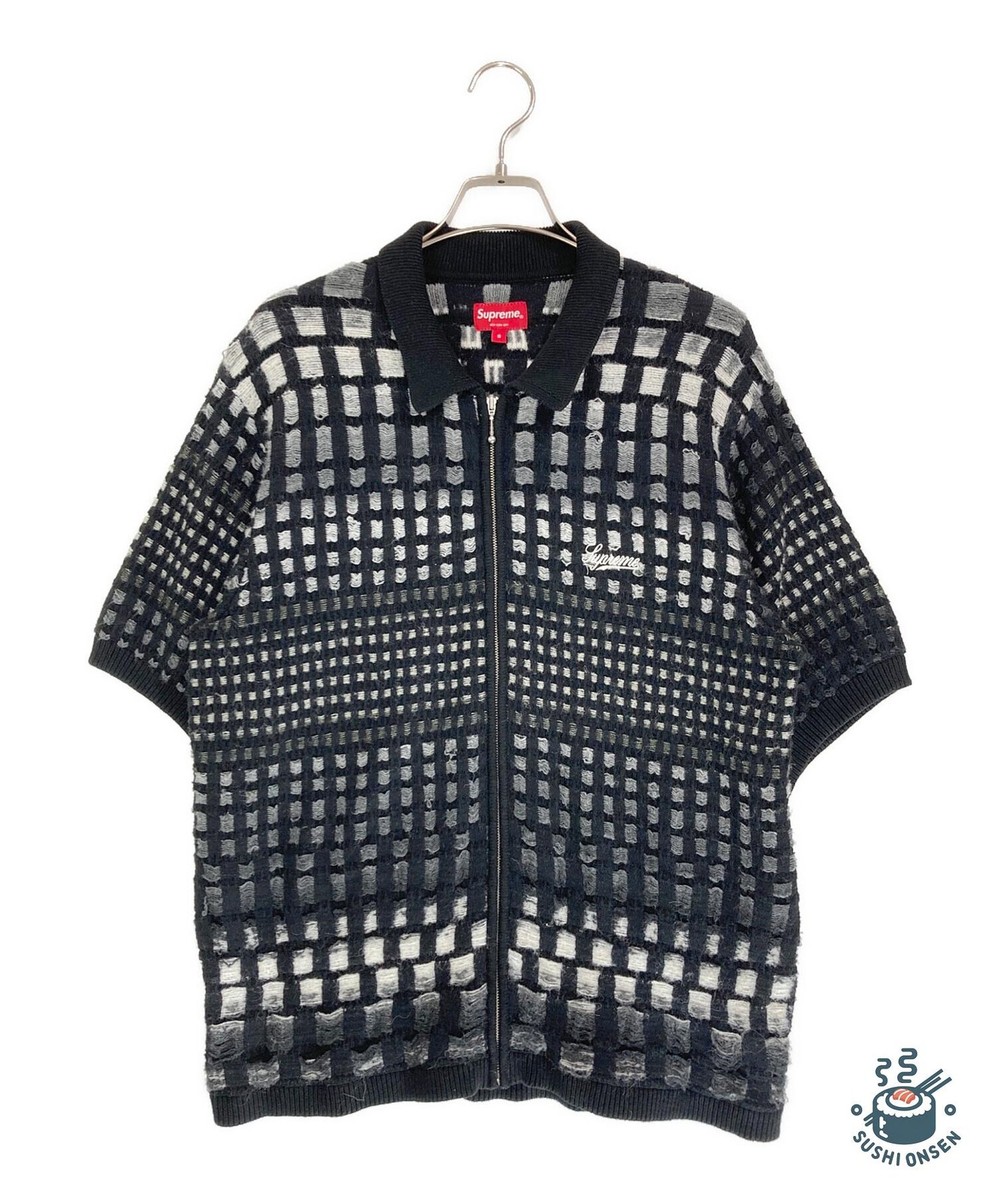 SUPREME Gradient Grid Zip Up Polo Size: S Black Men | eBay