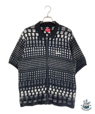 Supreme Gradient Grid Zip Up　Polo SUPREME Gradient Grid Zip Up Polo Size: S Black Men | eBay