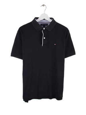 Tommy Hilfiger White Placket Trim Polo Schwarz M Herren
