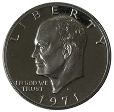 1971 -S Silver Eisenhower Proof Dollar Peg Leg Variety