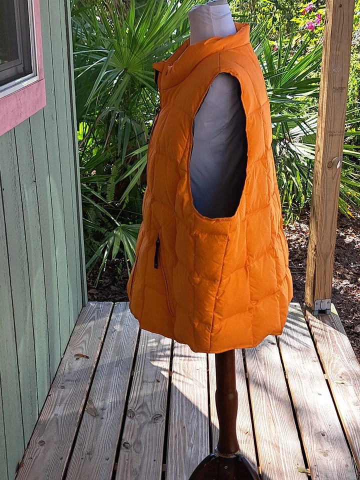 Colete Venezia Jeans Puffy Tamanho 22W Laranja Mescla Zíper Bolsos Frontais - Imagem 4 de 4