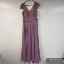 Azazie Mauve Cheryl A-Line Dress Lace And Chiffon Size 12
