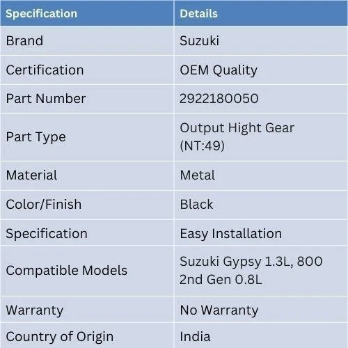 Genuine For Suzuki Gypsy 1.3L, 800 2nd Gen 0.8L - Output Hight Gear (NT:49) - Image 2 of 4