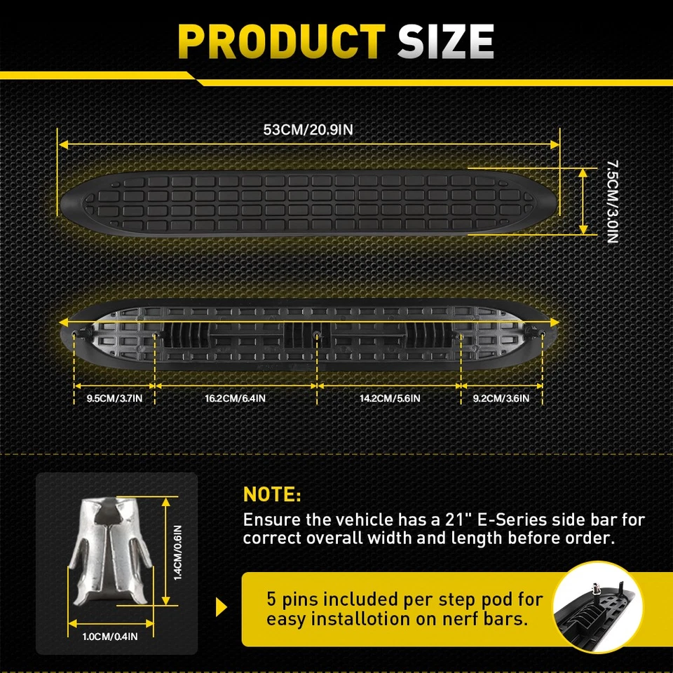 Almohadillas de repuesto Nerf Bar para tubos redondos de 3" - Juego de almohadillas antideslizantes duraderas 4 piezas Foto 3 de 4