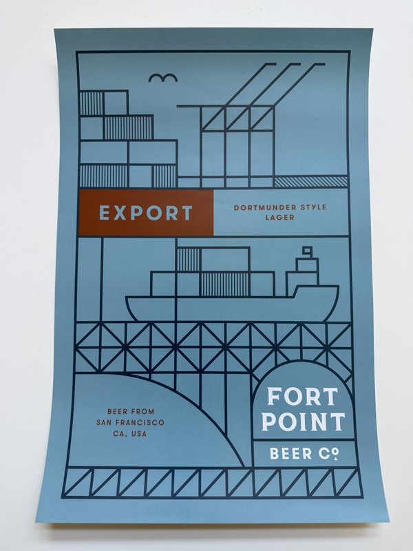 FORT POINT BEER Export Poster San Francisco Dortmunder Lager container ship port