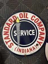 Antique style Barn Find Look Standard Oil Indiana Dealer Gas Station Sales Sign