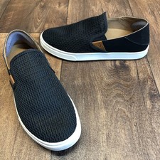 Women's Size 7.5 - OluKai Pehuea Black Mesh Slip On Sneakers Casual Comfort