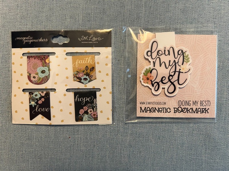 Set of 5 Inspirational Magnetic Bookmarks Floral Faith Hope Love & Doing My Best