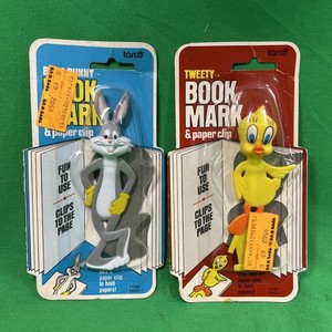Looney Tunes Book mark Paperclip Lot of 2 Vintage 1980s Tweety Bugs Bunny Tarco
