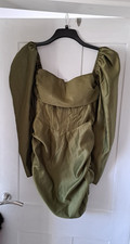 Womens Olive satin corset bodycorn dress- size 12.Pretty little thing, going out