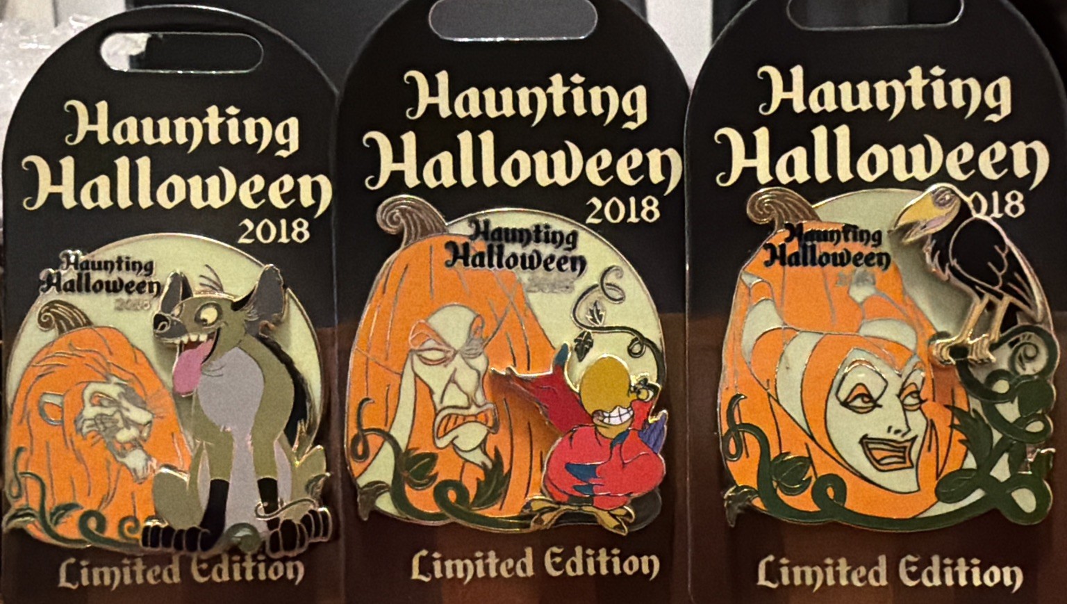 Disney Haunting Halloween Pin Set of 3 Scar, Jafar, Maleficent 2018 LE 3000