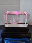 Vintage 3D Lasar Etched Glass Crystal Paperweight Santa/Sleigh W/Light Up Base — photo 5