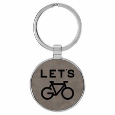 Enthoozies Let's Ride Biking Cycling Laser Engraved Leatherette Keychain