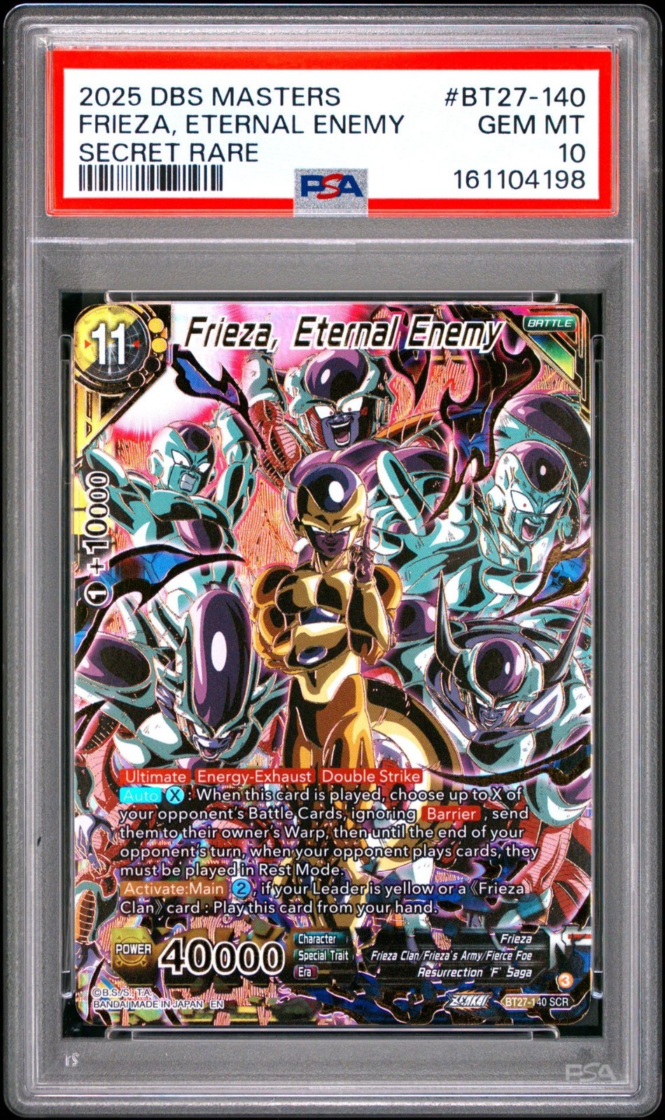 Dragon Ball Super Masters Frieza Eternal Enemy SCR BT27-140 History of Z PSA 10 view 5