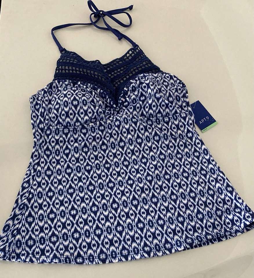 Traje de baño Tankini para mujer Chaps Top 10 y Apt. Tankini Top 9 Talla Mediana Nuevo Con Etiquetas Lote 2 Foto 3 de 4
