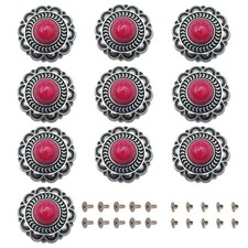 Mingchen 10 Pcs Red Turquoise Conchos, Sunflower Decorative Buckles, Metal Co...