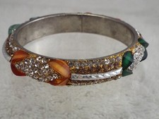 Rhinestone Tulip Bead Bangle Bracelet G16 