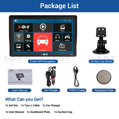 XGODY 9" Inch Portable GPS Navigation Navigator System 3D AU Lifetime Map POIs - Picture 15 of 15