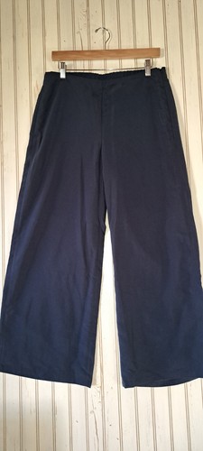 J. Jill Pants Wide Leg Cropped Side Zip Navy Modal Blend High Rise Small Tall
