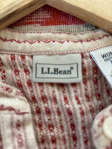 Vintage LL Bean Damen Dobby Nadelstreifen Flanell Nachthemd Cottagecore Creme Rot S - Bild 9 von 9