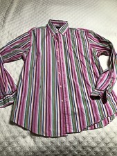Ralph Lauren Shirt Mens Large Candy Striped Pony Dress Button Up Long Sleeve 
