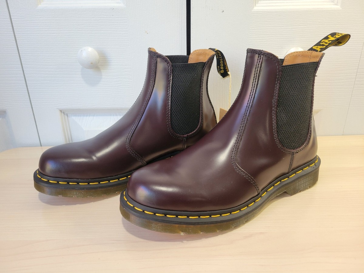 MARTENS Dark Burgundy 2976 YS Smooth Chelsea Men's Ankle Boots sz NWT Punk