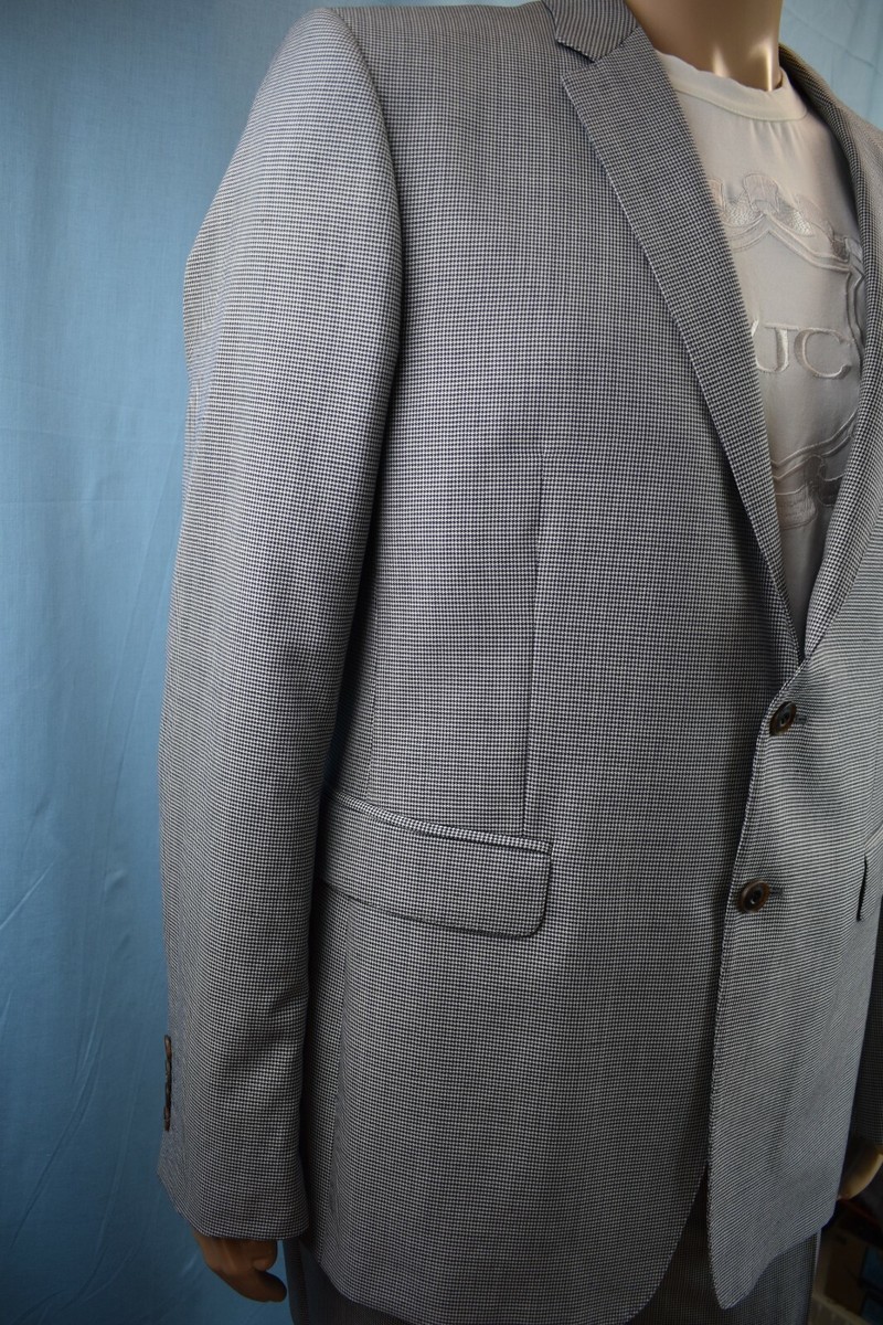 $1795 BURBERRY STIRLING GRAY NAVY WOOL LINEN SILK SUIT EU 56