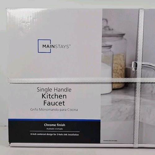 Mainstays Single Handle Kitchen Faucet Chrome Finish 8" Centerset 3-Hole - Picture 2 of 9