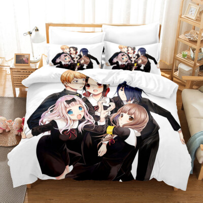 01 Kaguya-sama Bettwäsche Set Kissenbezüge 80x80 Anpassbar Bettbezug 135x200