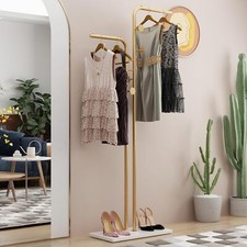 Gold Coat Rack Double-pole Metal Clothing Coat Hanger Stand for Entryway Bedroom